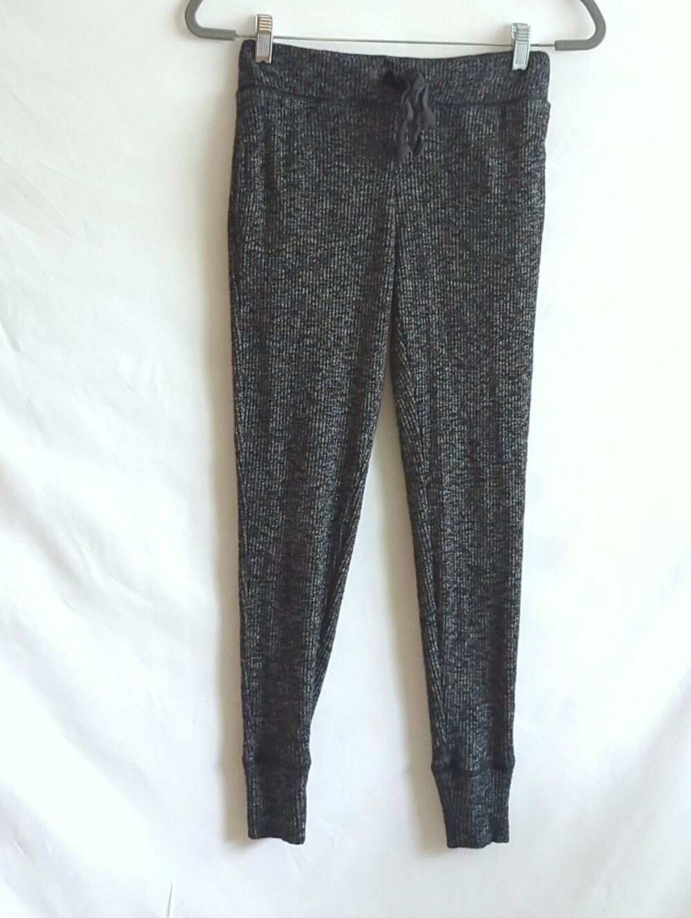 J.Crew Black & White Marled Rib Knit Sweatpants w Pockets & Drawstring Size XXS